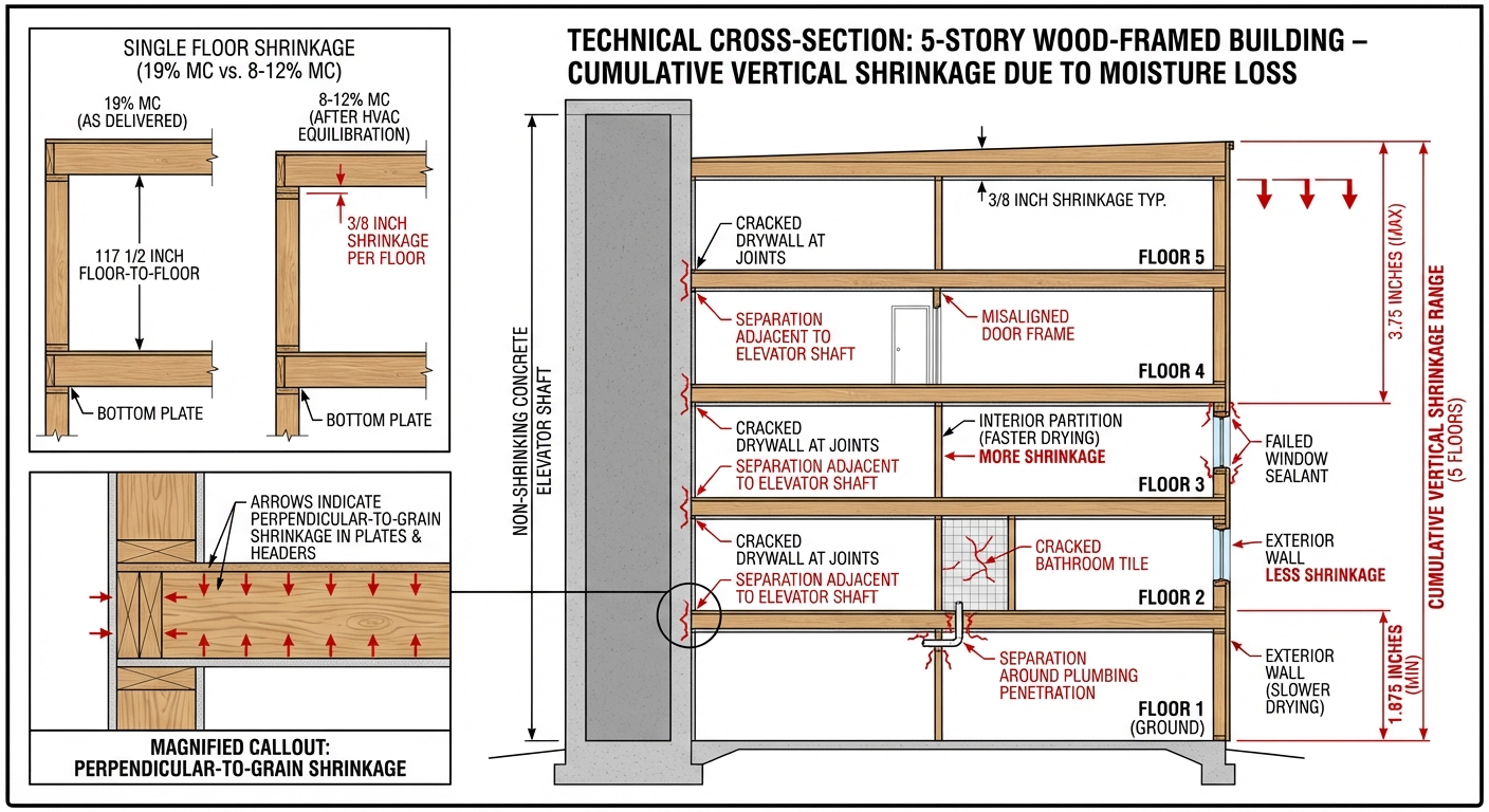 CFS Dimensional Stability vs. Wood Shrinkage in Multistory Buildings
