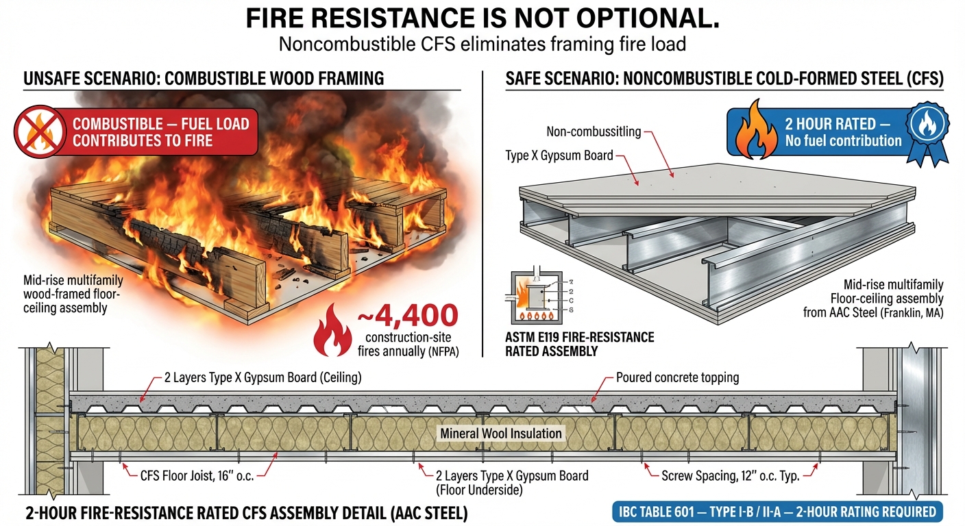Achieving 2-Hour Fire Resistance Ratings with Cold-Formed Steel per ASTM E119