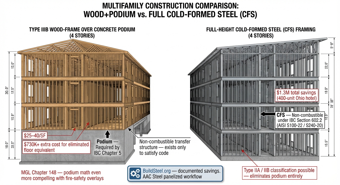 CFS vs. Wood Framing: True Cost per Square Foot in Multifamily Construction