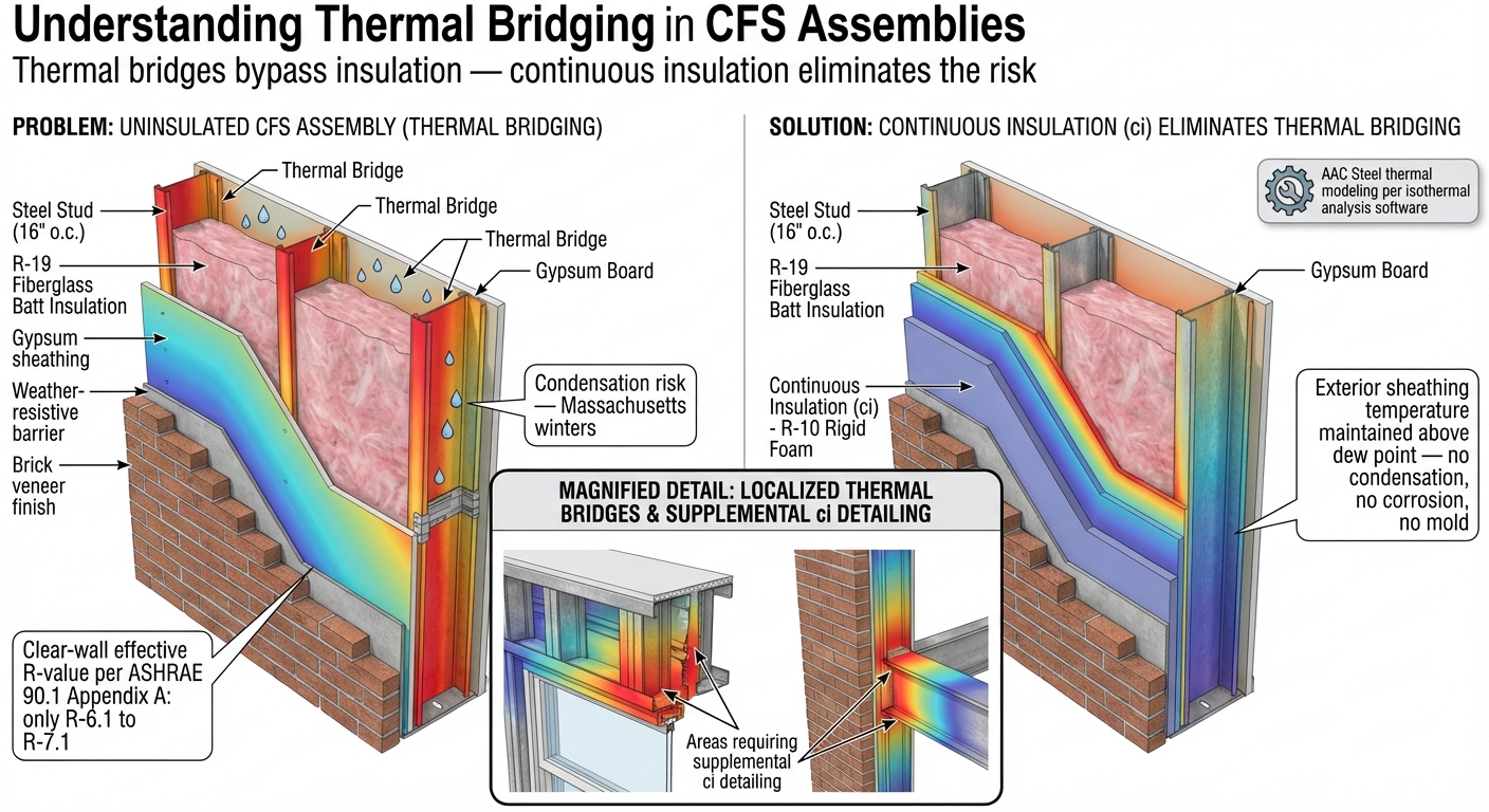 Continuous Insulation Solutions for Cold-Formed Steel Thermal Bridging